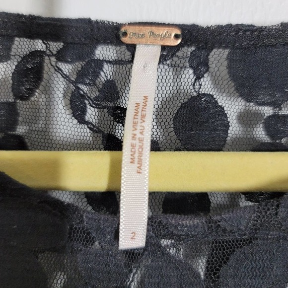 Free People Floral Lace Scallop Edge 3/4 Sleeve Fit & Flare Mini Dress Size 2 - Picture 4 of 6